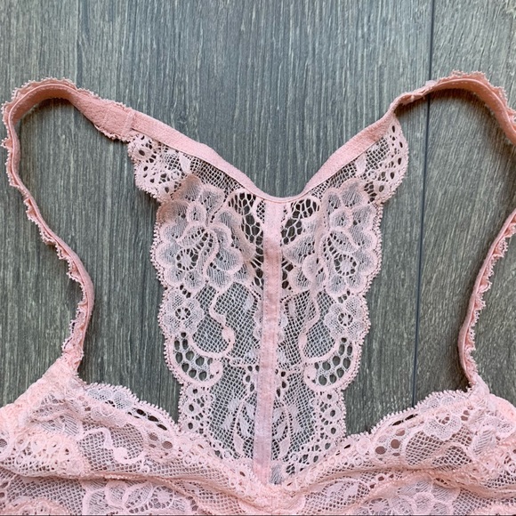 PINK Victoria's Secret Racer Back Lace Bralette Pink Size Small - Picture 2 of 6